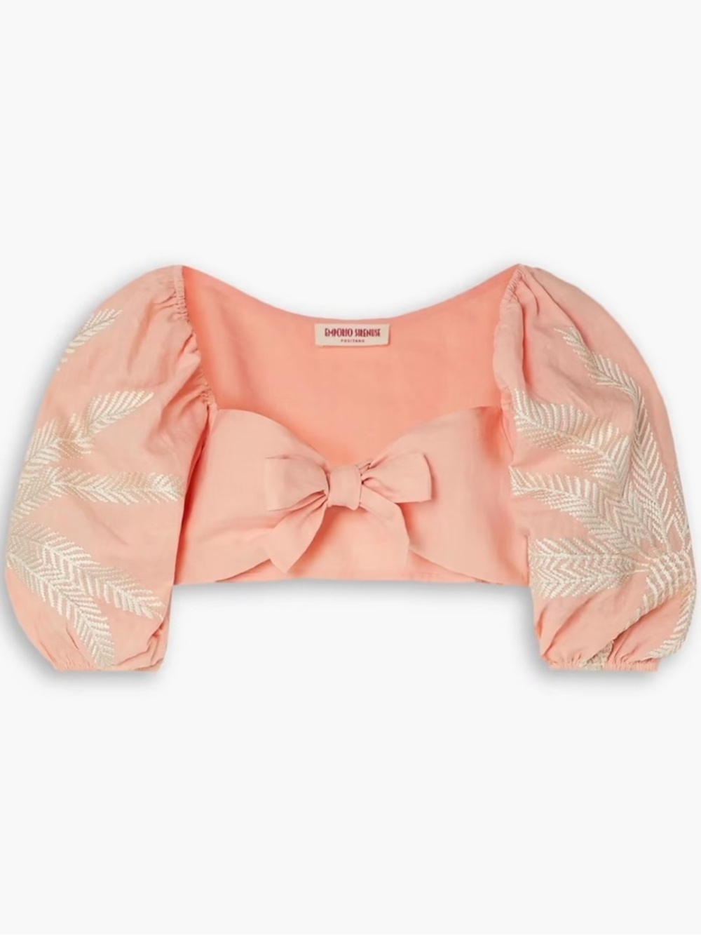 NWT Emporio Sirenuse ‘Thaia’ Palm Embroidery Top in “Fresh Salmon” Peach Size 12